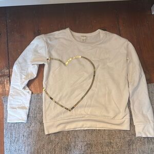 Crewcuts White Top with Gold Sequin Heart